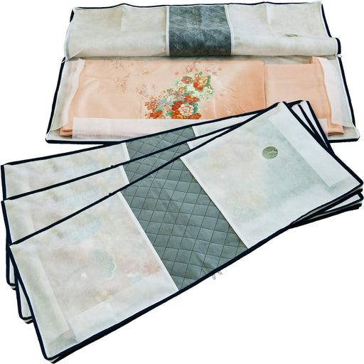 Astro 4-Piece Kimono Storage Bag Set - Japan White X Gray Carbon - 3-Way Opening - Transparent Window - Non-Woven Zipper - 171-49-Kiichin - The #1 Place for Japanese Goods in Your Hand!