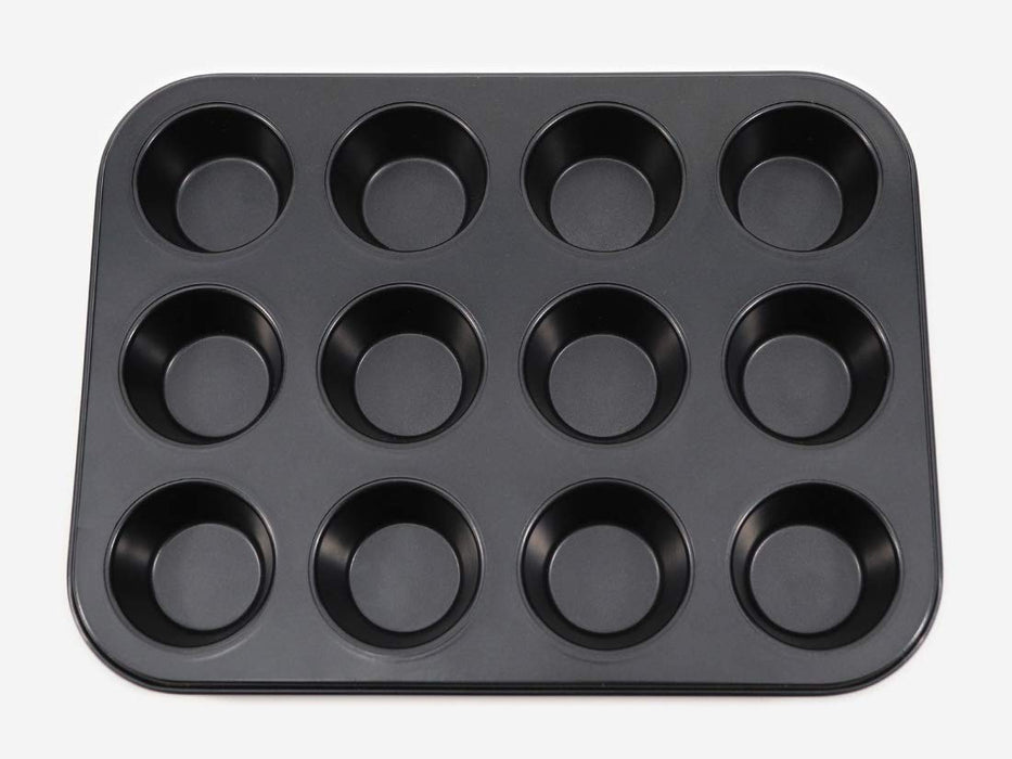 Cotta Japan Tiffany Muffin Mold - 12Pcs Black - 26x20x2.4cm - 4.8x2.4cm - 88656-Kiichin - The #1 Place for Japanese Goods in Your Hand!