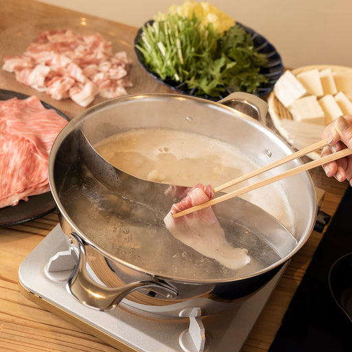 Fujinos 3-Ply Stainless Steel Japan Induction Shabu Shabu Hot Pot Divider Casserole - Premium Quality Cookware-Kiichin - The #1 Place for Japanese Goods in Your Hand!