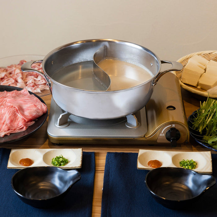 Fujinos 3-Ply Stainless Steel Japan Induction Shabu Shabu Hot Pot Divider Casserole - Premium Quality Cookware-Kiichin - The #1 Place for Japanese Goods in Your Hand!