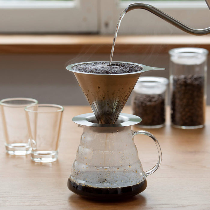 Hario DMD-02-HSV Double Mesh Metal Dripper 1-4 Cups Silver SS-Kiichin - The #1 Place for Japanese Goods in Your Hand!