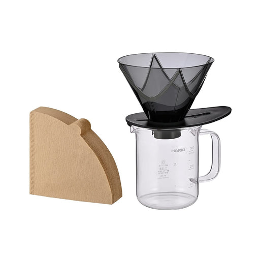 Hario VDMU-2018-TB Dripper Mugen Server Set 1-2 Cups 300ml Transp. Black Japan-Kiichin - The #1 Place for Japanese Goods in Your Hand!