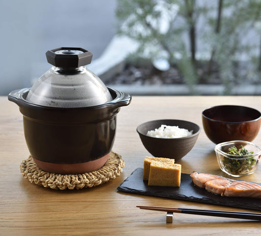 Hario Glass Rice Pot 1-2 Cups GNR-150-B Black Japan-Kiichin - The #1 Place for Japanese Goods in Your Hand!