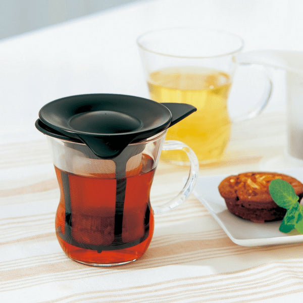 Hario 200Ml Black Glass Mug with Infuser - Heat Resistant-Kiichin - The #1 Place for Japanese Goods in Your Hand!