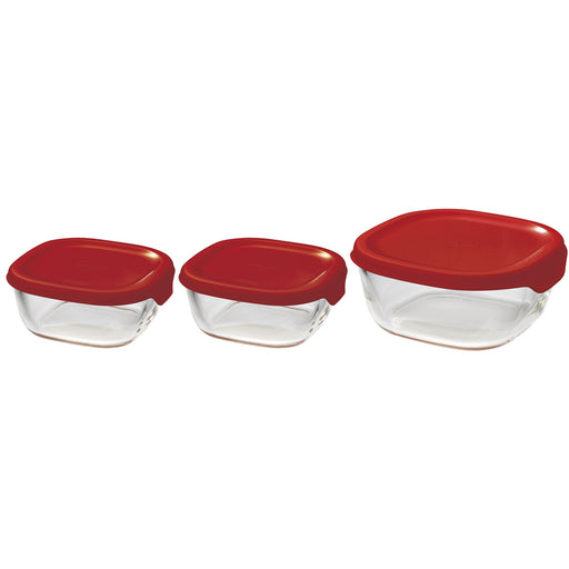 Hario KST-2012-R Heat Resistant Glass Storage Container 3pcs Japan-Kiichin - The #1 Place for Japanese Goods in Your Hand!