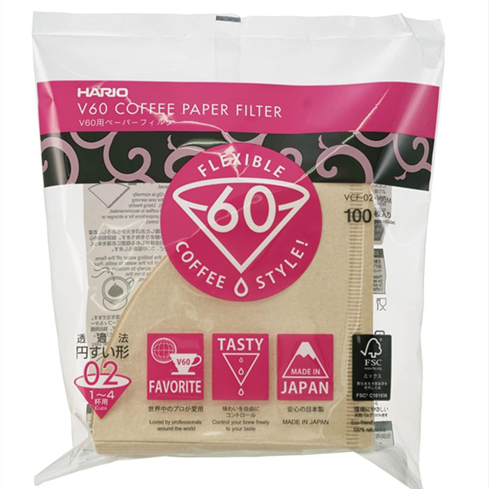 Hario V60 Coffee Filter 02 W Brown 1-4 Cup 100Pcs Japan - Vcf-02-100M-Kiichin - The #1 Place for Japanese Goods in Your Hand!