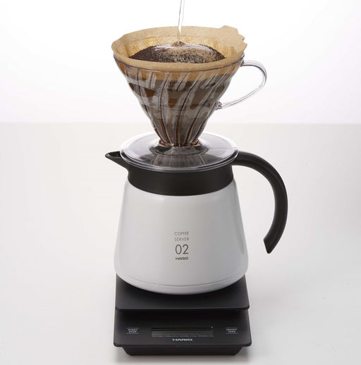 Hario V60 Stainless Steel Server 600 White - Japanese-Made Thermal Server-Kiichin - The #1 Place for Japanese Goods in Your Hand!