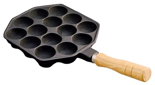 Ikenaga Iron Works Takoyaki Maker - 14 Holes, Ih/Gas Compatible, Japan Wooden Pattern-Kiichin - The #1 Place for Japanese Goods in Your Hand!