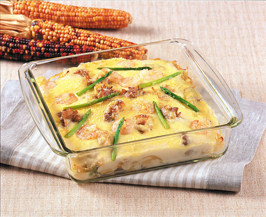 Iwaki 2L Square Gratin Dish - Heat Resistant Glass Baking Plate - Ovenware Microwave Oven Safe - Japan-Kiichin - The #1 Place for Japanese Goods in Your Hand!