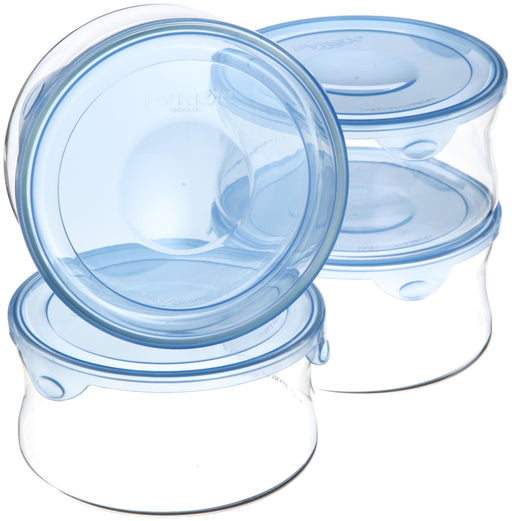 Iwaki Aqua Blue Round Glass Storage Containers - 4 Pack (840ml)-Kiichin - The #1 Place for Japanese Goods in Your Hand!