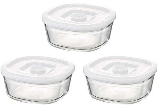 Iwaki Japan Heat Resistant Glass Airtight Container Set - White Square, 3Pcs-Kiichin - The #1 Place for Japanese Goods in Your Hand!