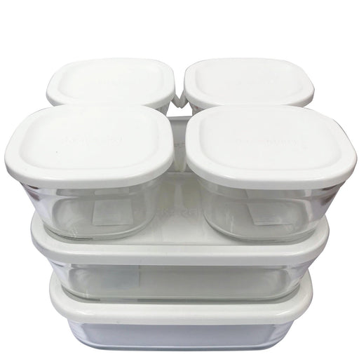 Iwaki Japan 7-Piece Microwave Square Storage Set in White-Kiichin - The #1 Place for Japanese Goods in Your Hand!