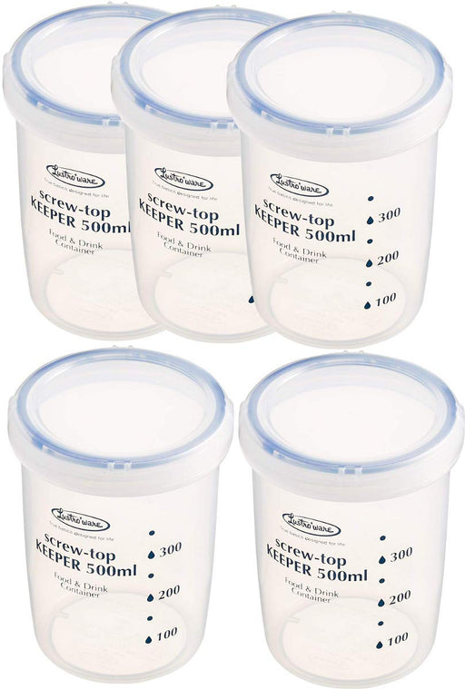 Iwasaki Industry 500L Antibacterial Round Storage Container Set - 5-Piece Japan Screw Top Keeper-Kiichin - The #1 Place for Japanese Goods in Your Hand!