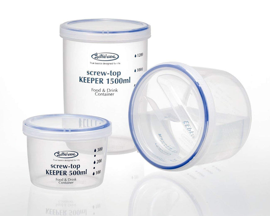 Iwasaki Industry 500L Antibacterial Round Storage Container Set - 5-Piece Japan Screw Top Keeper-Kiichin - The #1 Place for Japanese Goods in Your Hand!