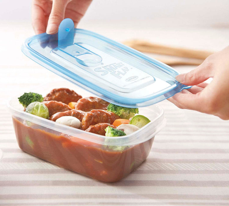 Iwasaki Industry Japan Antibacterial Microwave Storage Container - Smart Flap Square 610Ml (3Pcs)-Kiichin - The #1 Place for Japanese Goods in Your Hand!