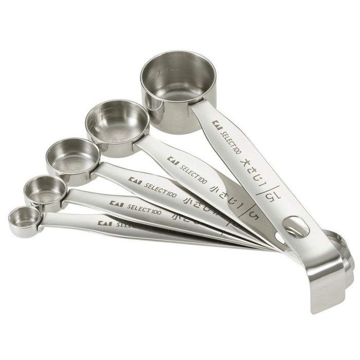 Kai Dh3101 Select100 Measuring Spoon Set 5pcs Silver-Kiichin - The #1 Place for Japanese Goods in Your Hand!