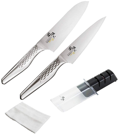 Kai Seki Magoroku Takumi Knife Set Santoku 165mm Petty 120mm Sharpener Dishcloth [AB-5156 AB-5163 AP-0308]-Kiichin - The #1 Place for Japanese Goods in Your Hand!