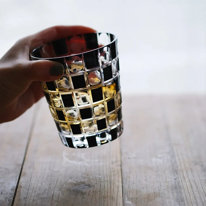 Kimoto Glassware Tokyo Kuroco Edo Kiriko Double Old Fashioned Glass - Authentic Japanese Craftsmanship-Kiichin - The #1 Place for Japanese Goods in Your Hand!