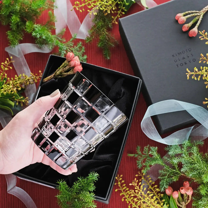 Kimoto Glassware Tokyo Kuroco Edo Kiriko Double Old Fashioned Glass - Authentic Japanese Craftsmanship-Kiichin - The #1 Place for Japanese Goods in Your Hand!