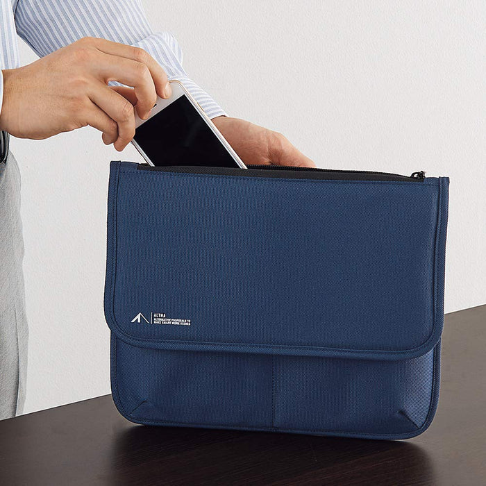 Lihit Lab Navy Cordura Flat Pouch A7768-11 - Japanese-Made Compact Storage-Kiichin - The #1 Place for Japanese Goods in Your Hand!