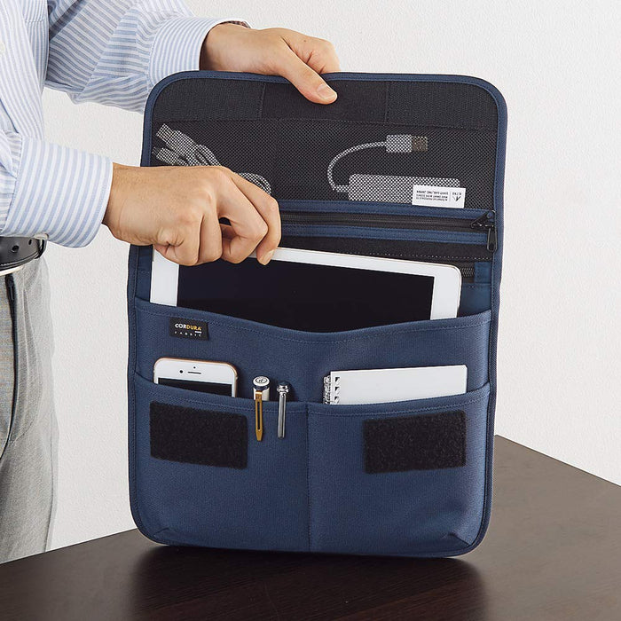 Lihit Lab Navy Cordura Flat Pouch A7768-11 - Japanese-Made Compact Storage-Kiichin - The #1 Place for Japanese Goods in Your Hand!