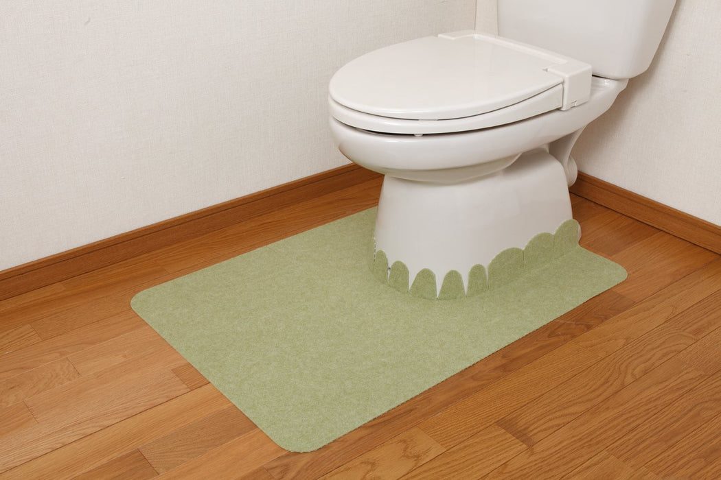 Sanko Mitsuba Okunaga Toilet Mat - Green, 60x90cm, Made in Japan, Washable & Deodorant-Kiichin - The #1 Place for Japanese Goods in Your Hand!