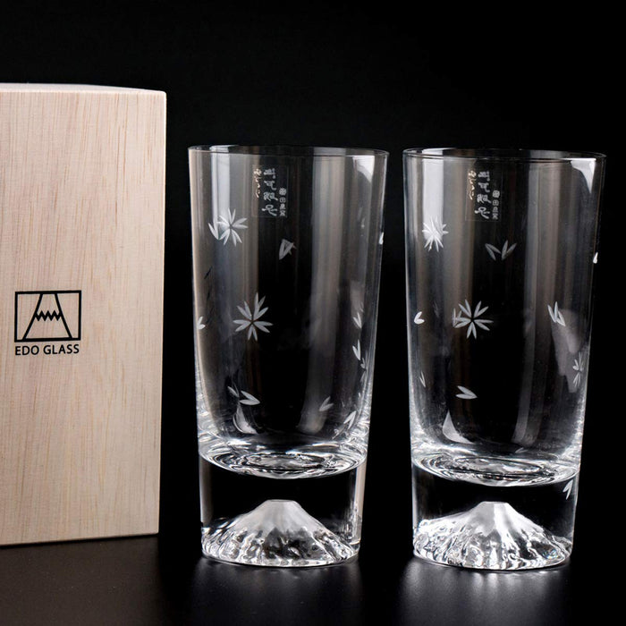 Tajima Glass Sakura Fuji Tumbler Set - Japanese Sake Beer Glasses for Father's Day, Mother's Day, 60th Birthday, Overseas Souvenir-Kiichin - The #1 Place for Japanese Goods in Your Hand!