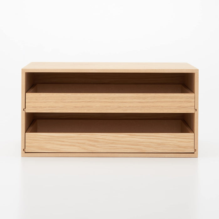 Mujirushi Ryohin Wooden Tray Storage with 2 Drawers - 25.2X17X12.6Cm-Kiichin - The #1 Place for Japanese Goods in Your Hand!