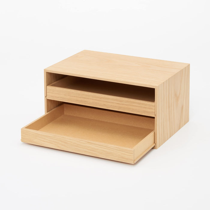 Mujirushi Ryohin Wooden Tray Storage with 2 Drawers - 25.2X17X12.6Cm-Kiichin - The #1 Place for Japanese Goods in Your Hand!