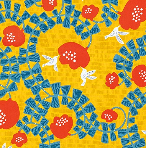 Musubi Furoshiki 70Cm Hummingbird Yellow - Authentic Japanese Craft 21414-206-Kiichin - The #1 Place for Japanese Goods in Your Hand!