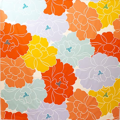 Musubi Furoshiki 100Cm - Japanese Hime Musubi Aqua Drop Adeline Klam Peony Orange - Water Repellent-Kiichin - The #1 Place for Japanese Goods in Your Hand!