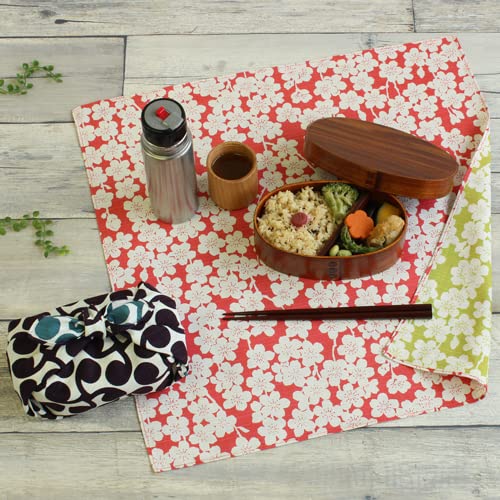 Musubi Furoshiki Chief Isa Japanese Cherry Blossom Pink Green 48Cm Cotton-Kiichin - The #1 Place for Japanese Goods in Your Hand!