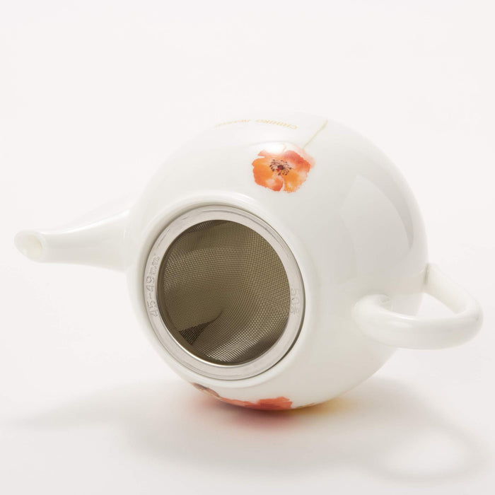 Narumi Chihiro Iwasaki Tea Pot - Poppy Flower Design - 330Cc Capacity - Made in Japan - Red-Kiichin - The #1 Place for Japanese Goods in Your Hand!