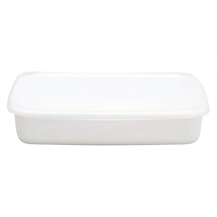 Noda Horo White Enamel Rectangle Shallow Food Containers - Medium Priority-Kiichin - The #1 Place for Japanese Goods in Your Hand!