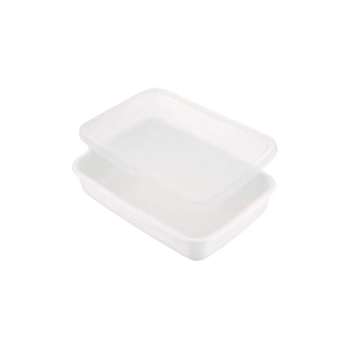 Noda Horo White Enamel Rectangular Shallow Food Containers - Small Size-Kiichin - The #1 Place for Japanese Goods in Your Hand!