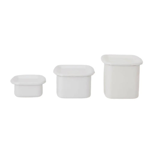 Noda Horo White Enamel Square Food Containers - Large Size with Enamel Lid-Kiichin - The #1 Place for Japanese Goods in Your Hand!