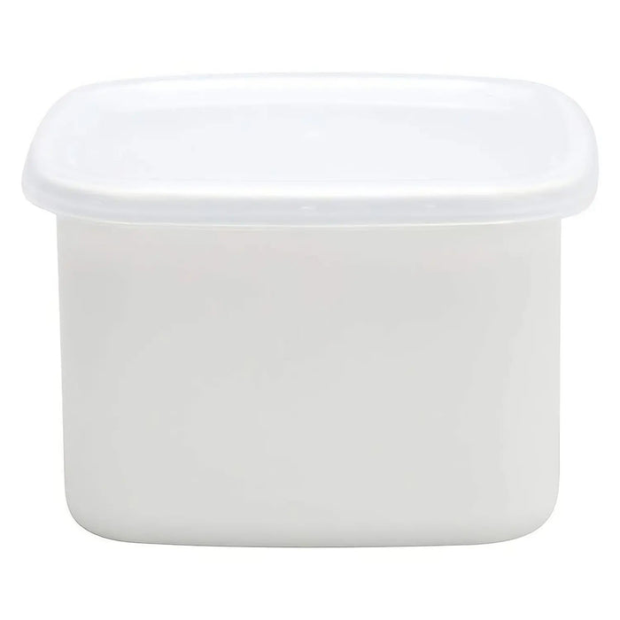 Noda Horo White Enamel Square Food Containers - Medium Size-Kiichin - The #1 Place for Japanese Goods in Your Hand!