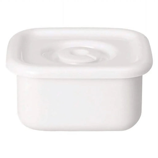 Noda Horo White Enamel Square Food Containers - Small Size with Sealed Lid-Kiichin - The #1 Place for Japanese Goods in Your Hand!