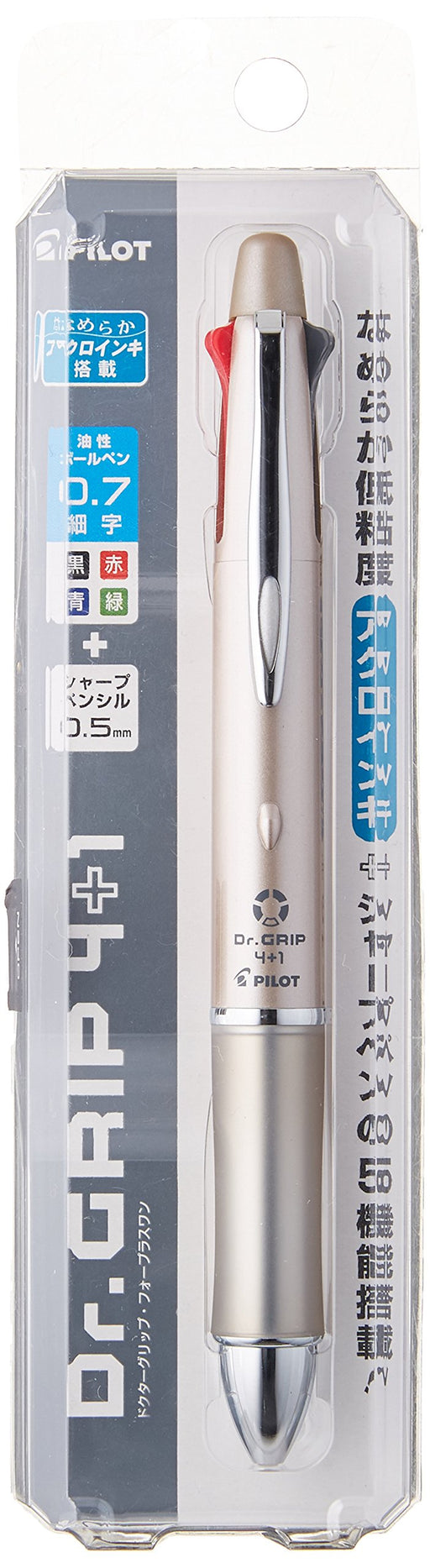Pilot Doctor Grip 4+1 4-Color Ballpoint Pen - Champagne Gold, 0.7mm & 0.5mm-Kiichin - The #1 Place for Japanese Goods in Your Hand!