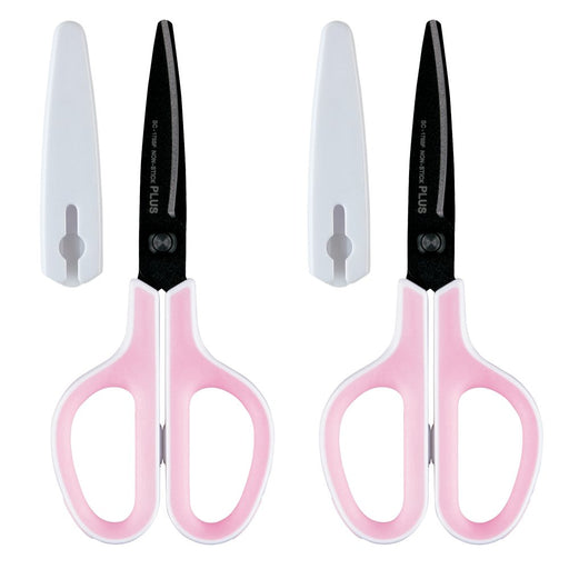 Plus Scissors Set - 2-Piece Fluorine Coated Tape Glue Cutters - White Pink - Japan 34547-2P-Kiichin - The #1 Place for Japanese Goods in Your Hand!