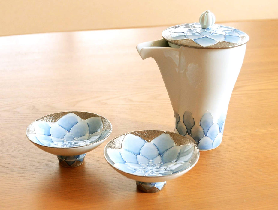 Arita Ware Sake Set - 1 Bottle 2 Cups, Takumi No Kura Dahlia Pottery-Kiichin - The #1 Place for Japanese Goods in Your Hand!