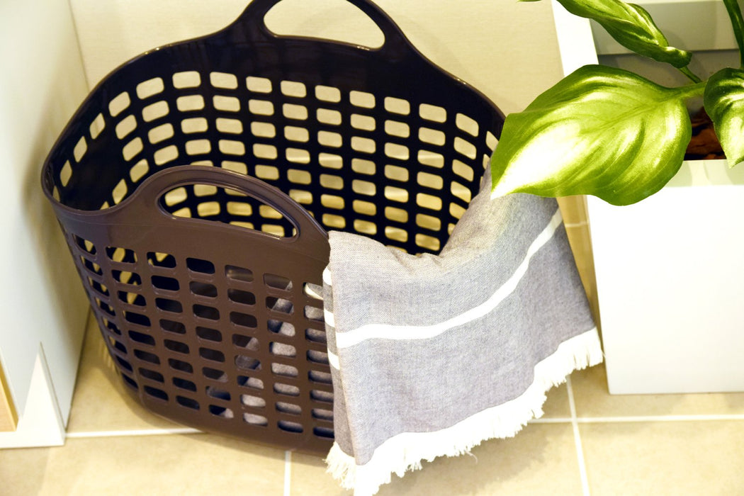 Sanko Plastic Laundry Basket No.1 - Brown, Made in Japan-Kiichin - The #1 Place for Japanese Goods in Your Hand!