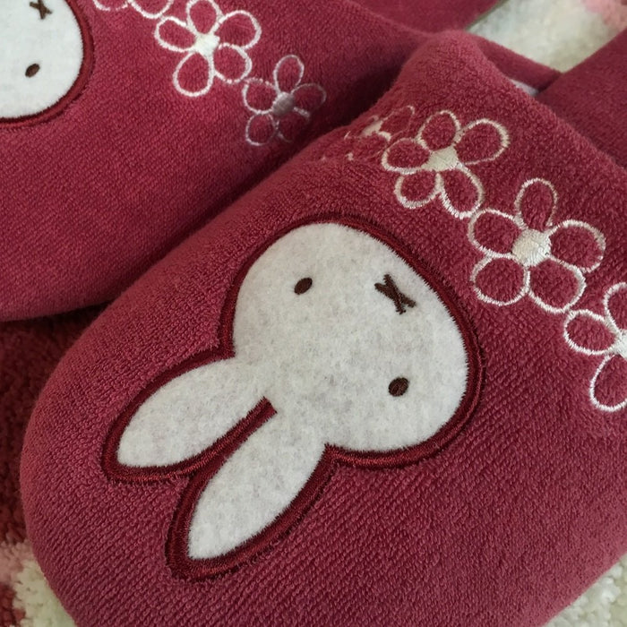Senko Miffy Pink Floral Slippers - Japanese Size 24Cm - 61273-Kiichin - The #1 Place for Japanese Goods in Your Hand!