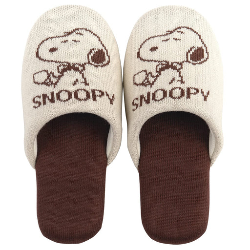 Senko Snoopy Cafe Knit Slippers - Beige, 24Cm (60587)-Kiichin - The #1 Place for Japanese Goods in Your Hand!