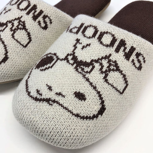 Senko Snoopy Cafe Knit Slippers - Beige, 24Cm (60587)-Kiichin - The #1 Place for Japanese Goods in Your Hand!