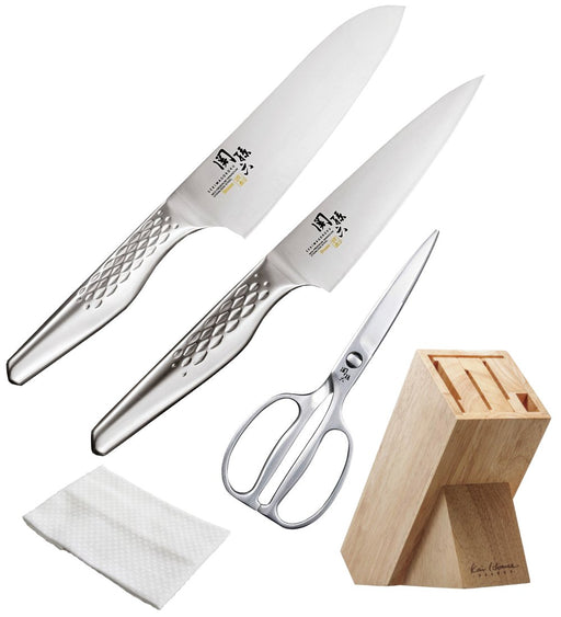 Kai Corp Seki Magoroku Takuso Santoku+Petty+Scissors+Block+DishTowel AB-5156/5163/DH-3345/AP-5321-Kiichin - The #1 Place for Japanese Goods in Your Hand!