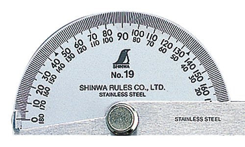 Shinwa Measurement Silver Protractor No.19 62480 - High-Quality Japanese Made Tool-Kiichin - The #1 Place for Japanese Goods in Your Hand!