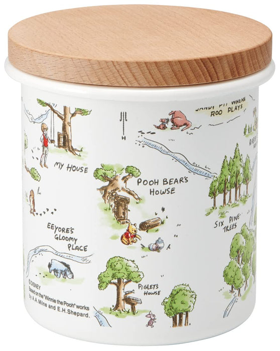 Disney Winnie The Pooh Enamel Canister with Wood Lid - 750ml-Kiichin - The #1 Place for Japanese Goods in Your Hand!