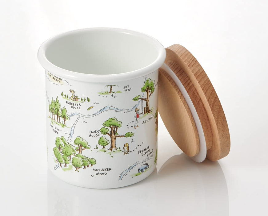 Disney Winnie The Pooh Enamel Canister with Wood Lid - 750ml-Kiichin - The #1 Place for Japanese Goods in Your Hand!