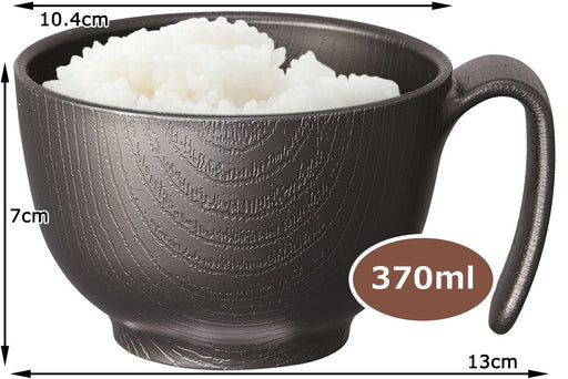 Skater Woodgrain Tea Bowl 370ml w/Handle Black Japan NBLs1H-Kiichin - The #1 Place for Japanese Goods in Your Hand!